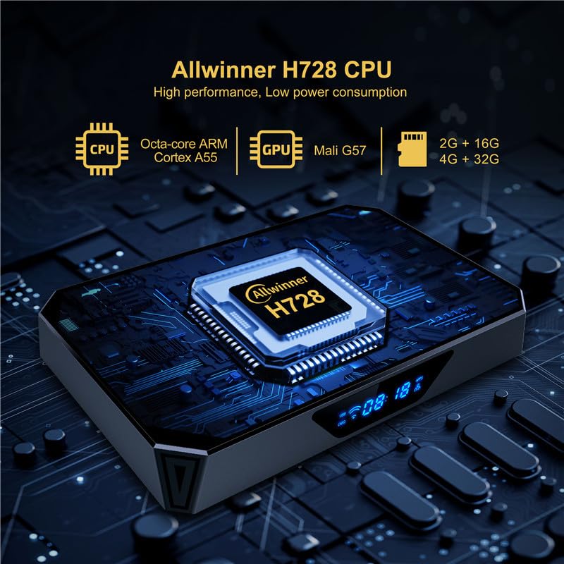 CHROX Android 14.0 TV Box, X96Q PRO+ Smart TV Box H728 Quad-Core 64-bit ARM Cortex-A53 Supporto 8K/4K 2.4/5.0Ghz WIFI BT4.0 100/1000M HDMI 2.0 H.265 Set Top Box, 4 GB + 64 GB