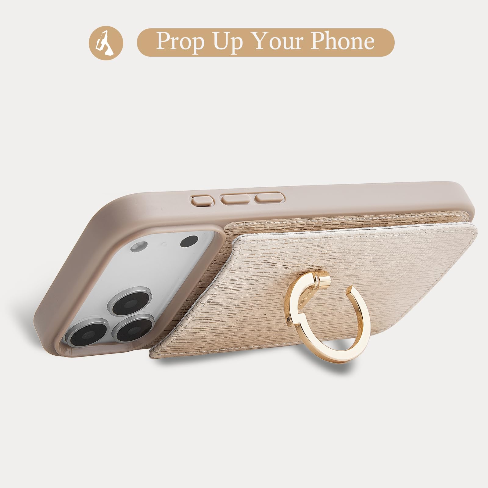 CUSTYPE Custodia a portafoglio per iPhone 2026 (16 cm) Porta carte e | 4 slot per carte di credito, impugnatura ad anello, doppia chiusura a scatto, custodia protettiva in pelle PU per donne e