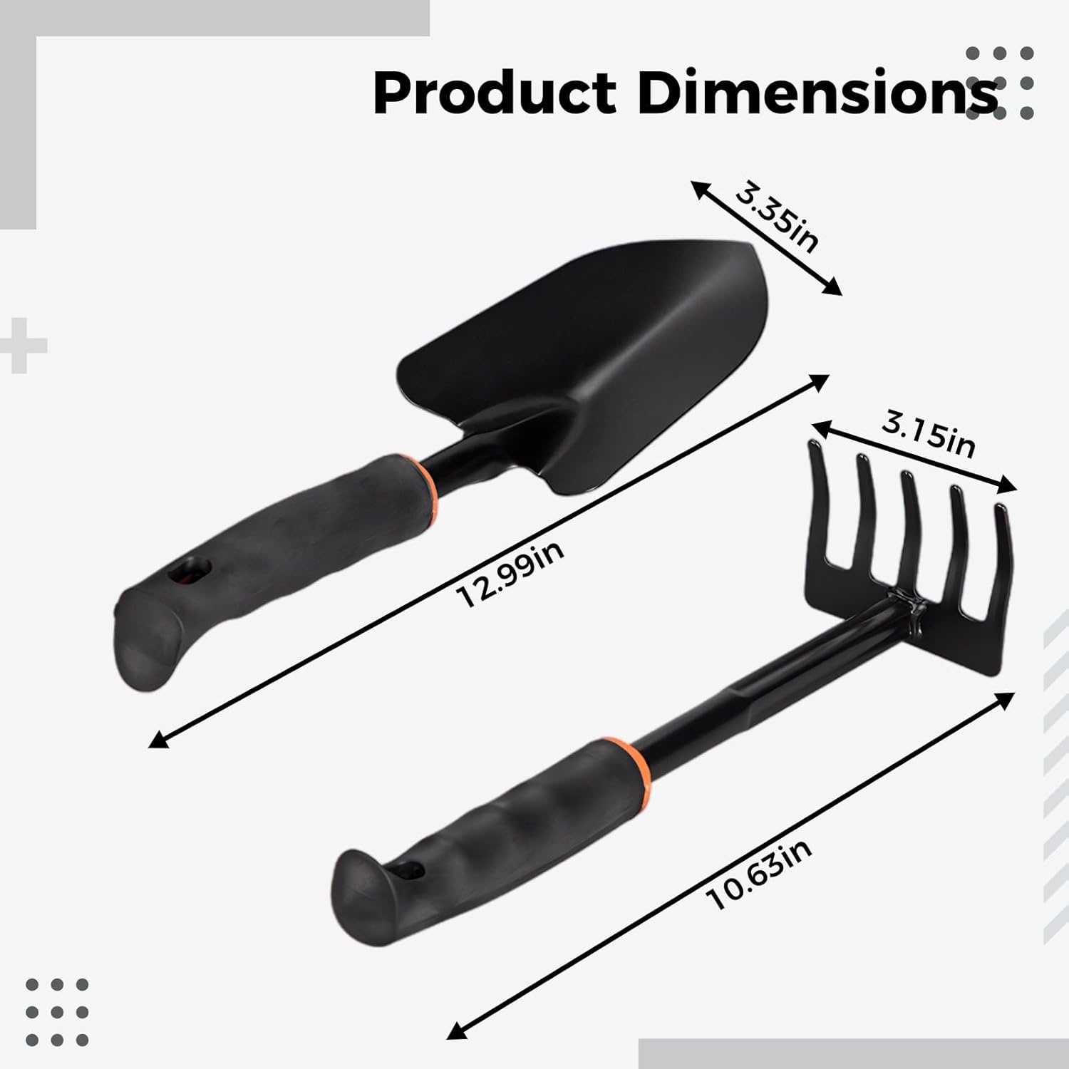 Trowel, Rake & Shovel For Garden: Soil Care Kit, 3 Pieces