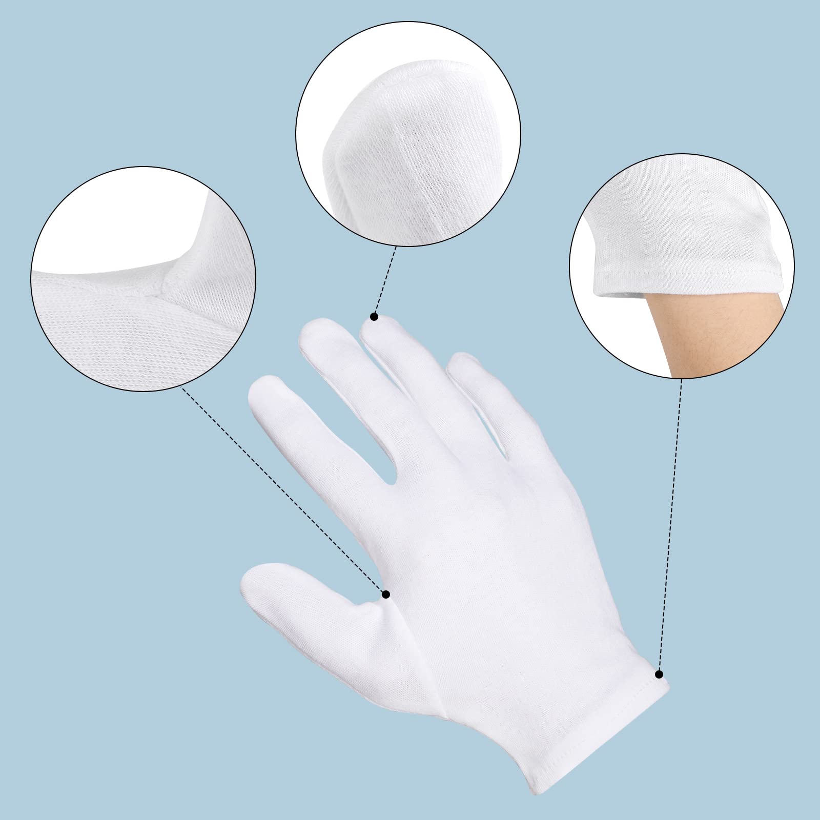 5 pares de guantes de fotos de archivo, guantes de trabajo pequeños blancos para manejar arte, trabajo, fotografía, hombres y mujeres, guantes de tela a granel para manejar joyas, películas