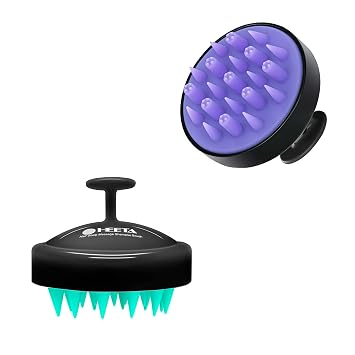 HEETA Hair Shampoo Brush with Hair Scalp Massager Brush, Updated Hair Shampoo Brush, Wet & Dry Scalp Exfoliator with Soft Silicone Bristles