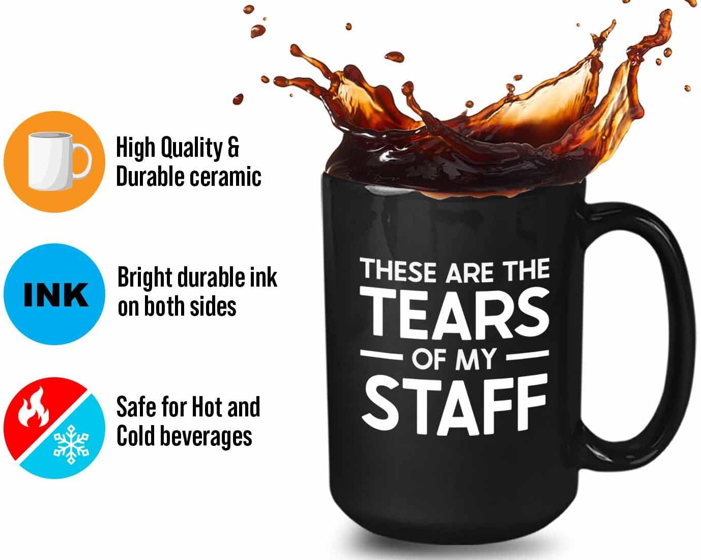 Bubble Hugs Coworker Coffee Mug 15oz Black - These Are The Tears - Funny Workplace Quotes for Boss Staff Employee Office Promotion Retirement Retired Friends