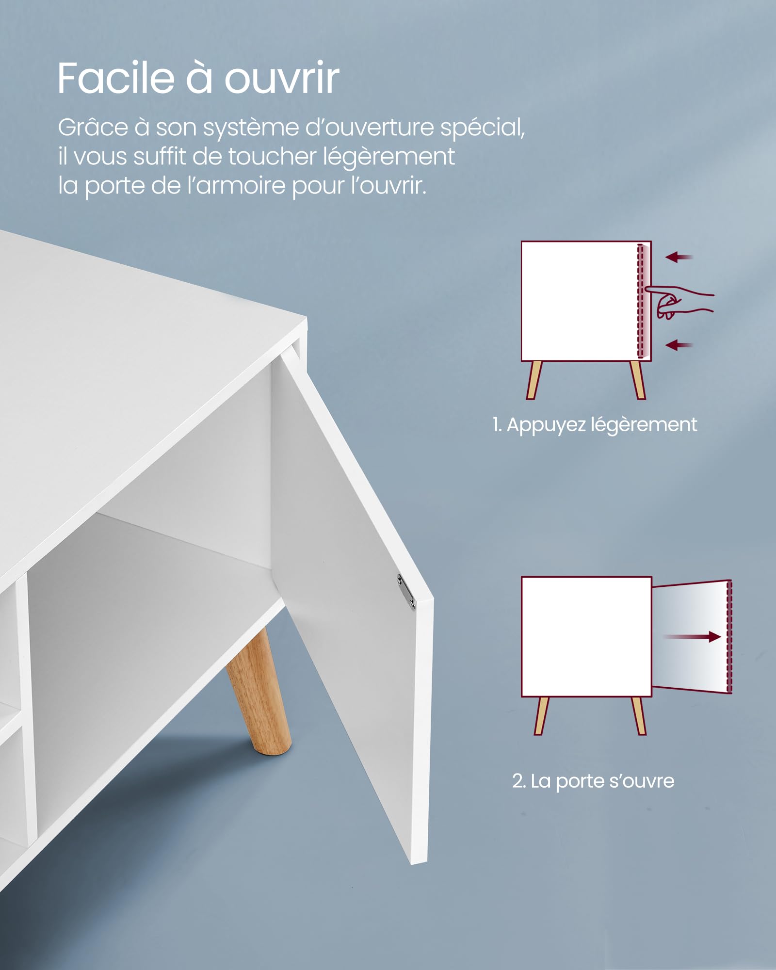 VASAGLE Meuble TV, Support Télé, pour Télévision jusqu'à 55 Pouces, Longueur 120 cm, Rangement Consoles de Jeux, Style Rustique, pour Salon, Chambre, Blanc LTV120T46