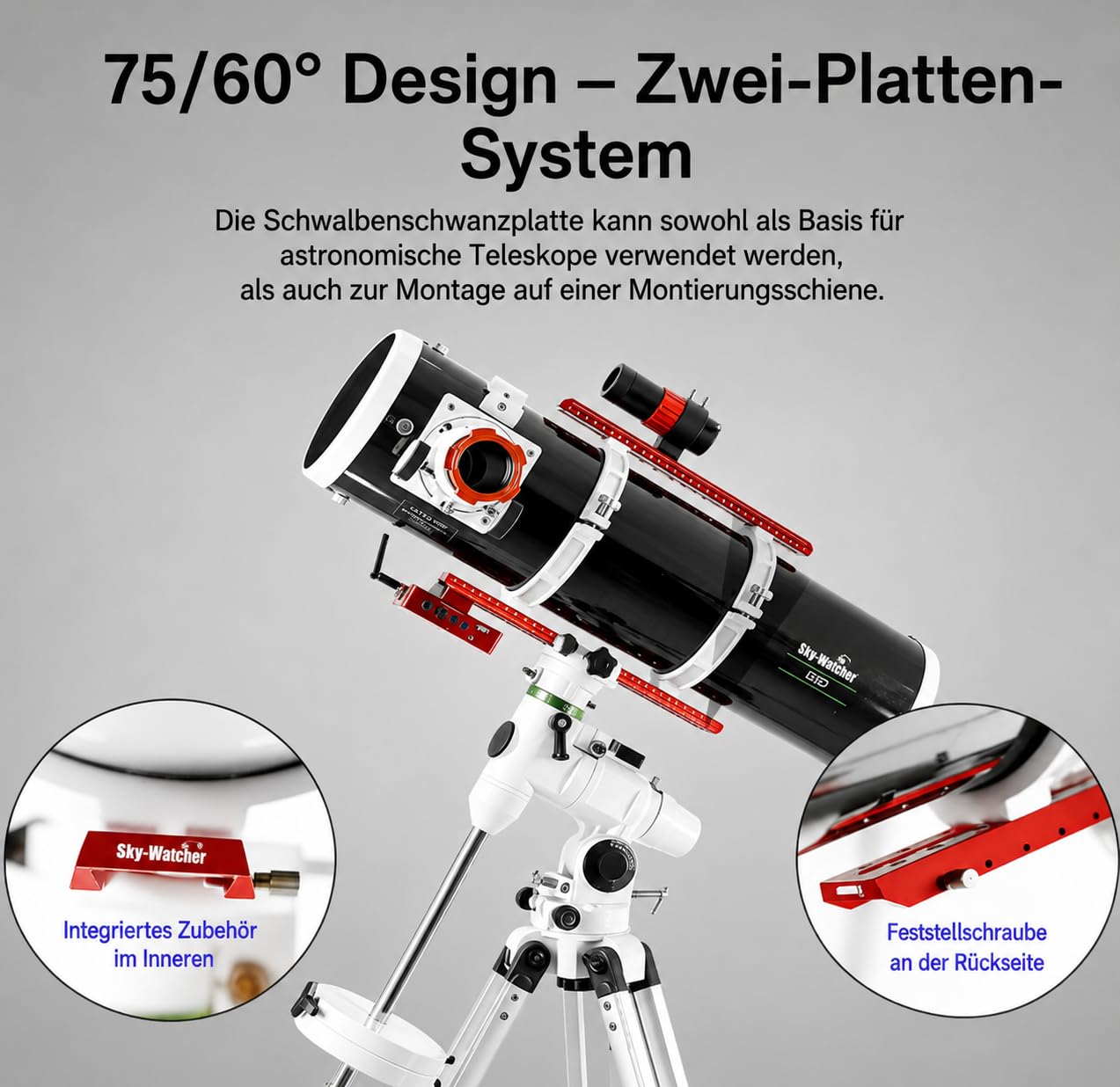 Astronomisches Teleskop Schwalbenschwanzplatte,Vixen Style Guide Zielfernrohrhalterung, 2-in-1 Dual-Slot-Aluminium-Legierung Schiene für Astrofotografie, rot, 120–445 mm verstellbare Länge (120mm)