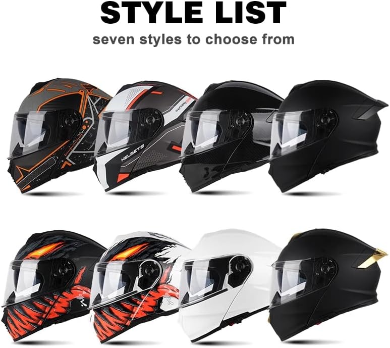 Miniatura 3 de Uchoose Modular Motorcycle Helmet for Men Women, Dual Visor Flip up Motorcycle Helmets DOT Approved Full Face Helmet for Adults, Clear Lens Included