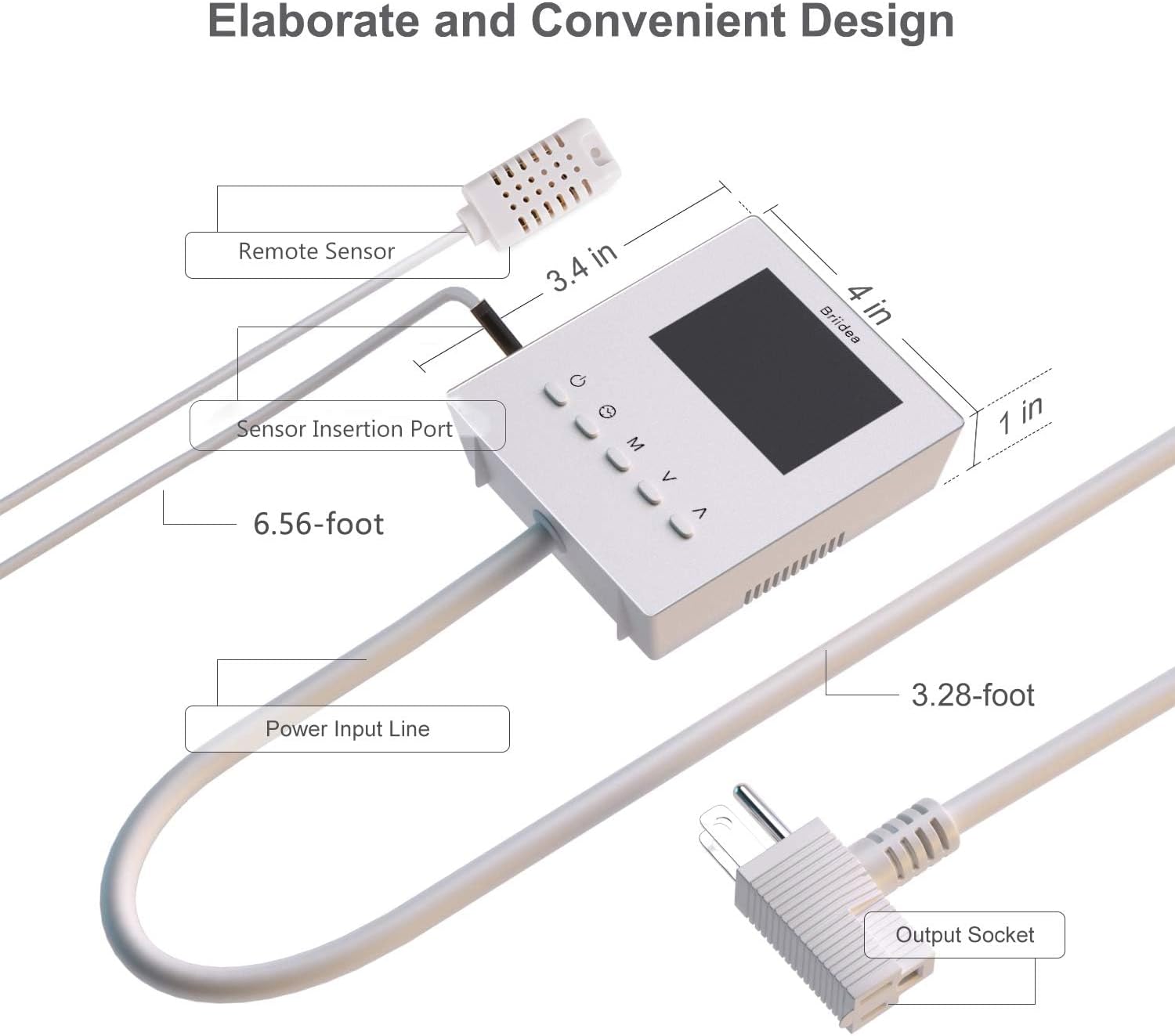 Detailed view of Briidea CO2 Controller dimensions and components
