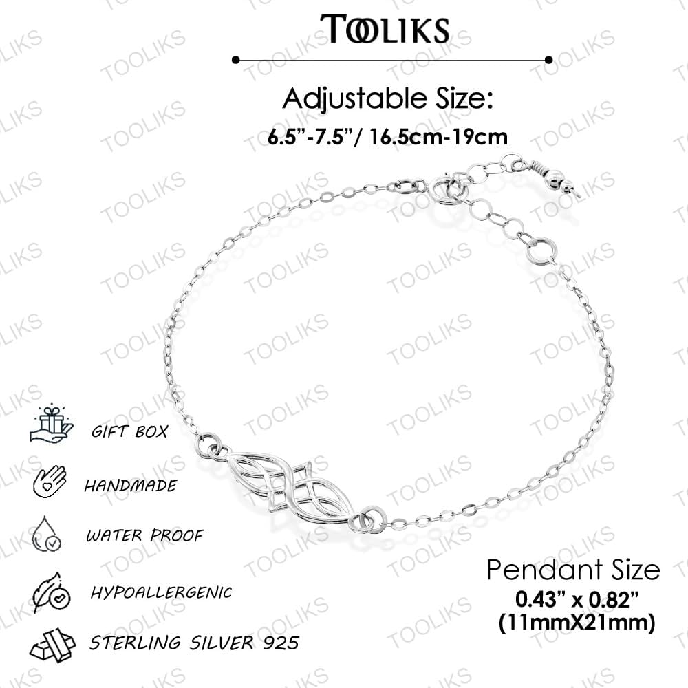 Celtic Knot Bracelet - Sterling Silver or Gold Filled, Elvish Minimalist Symbolic Jewelry for Women, 6.5"-7.5" Adjustable - Image 3