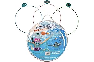 3-Pack Collapsible 30-Inch Swim Thru Rings, Depth Adjustable Pool Toys