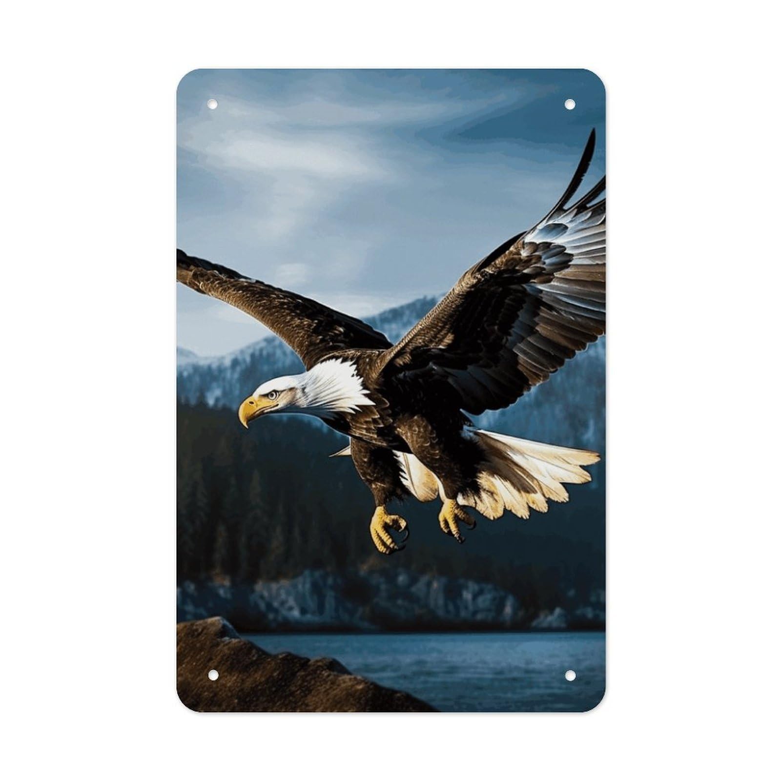 QMNLKH Eagle at Hunting Plaques for Wall Decor, Personalized Metal Tin Sign for Home, Multifunctional Poster for Office, Fashion Painting for Hallway, Wall Art Pictures, 7.9x11.8Inch