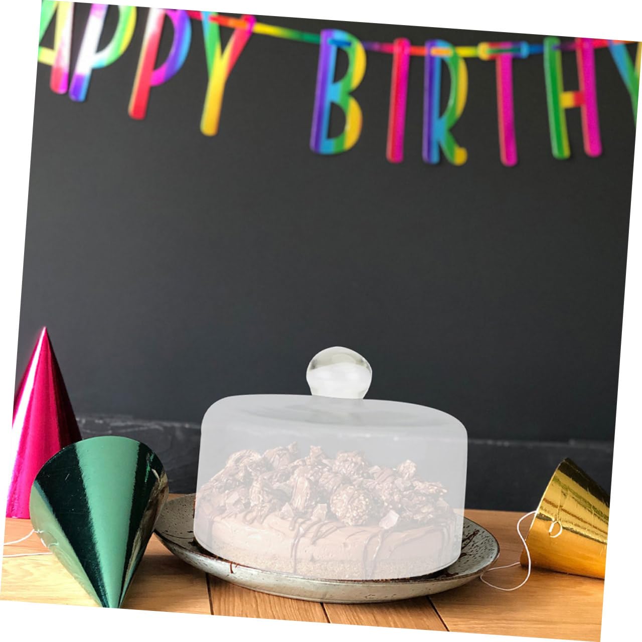 BESPORTBLE Couvercle de Plateau à Gâteau Dôme à Gâteau en Verre Réutilisable Facile à Nettoyer Accessoire Pâtisserie Protection Alimentaire pour Buffet et Activités