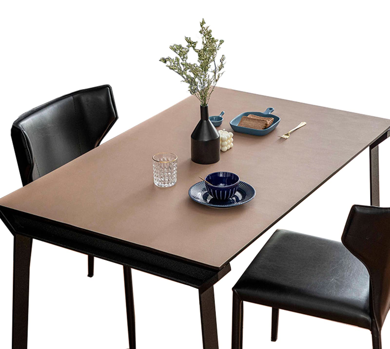 Tovaglia in PU Proteggere il piano del tavolo Impermeabile e antimacchia Facile da pulire Kaki+grigio Dimensioni 70x150cm