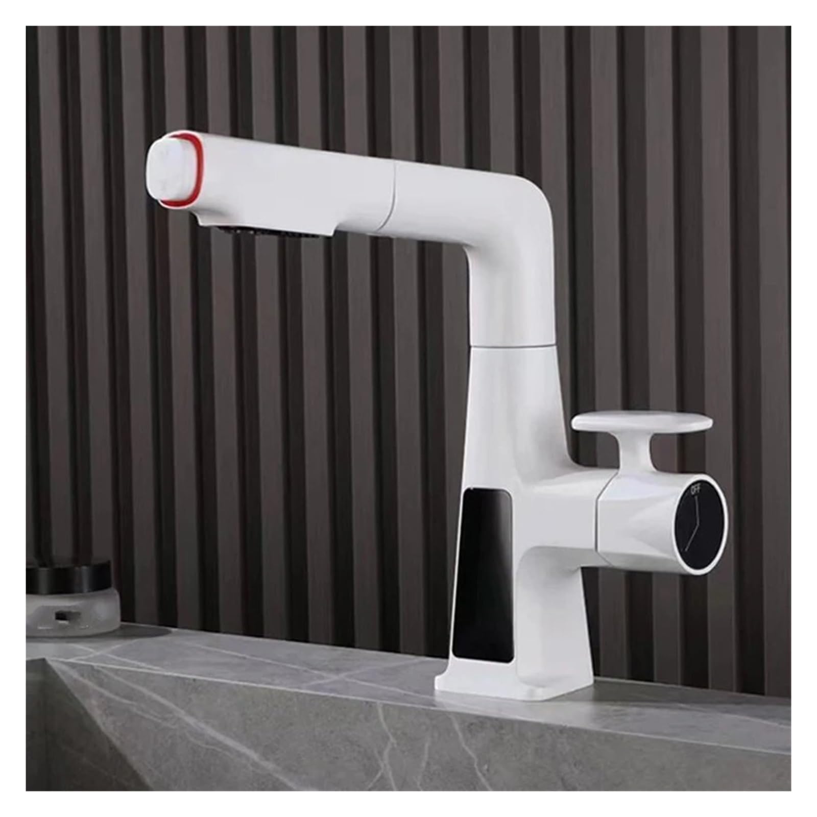 Robinet cascade numérique noir avec douchette extractible pour lavabo - 7