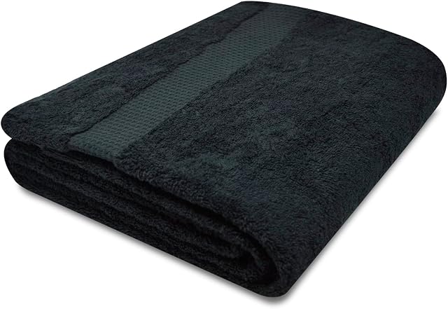 Towelogy® Super Soft Luxurious Bath Sheets Extra Large 100% Egyptian Cotton Bathroom Shower Towel Super Absorbent Hotel Quality Fade Resistant 90x140cm | Machine Washable (Black, 1)