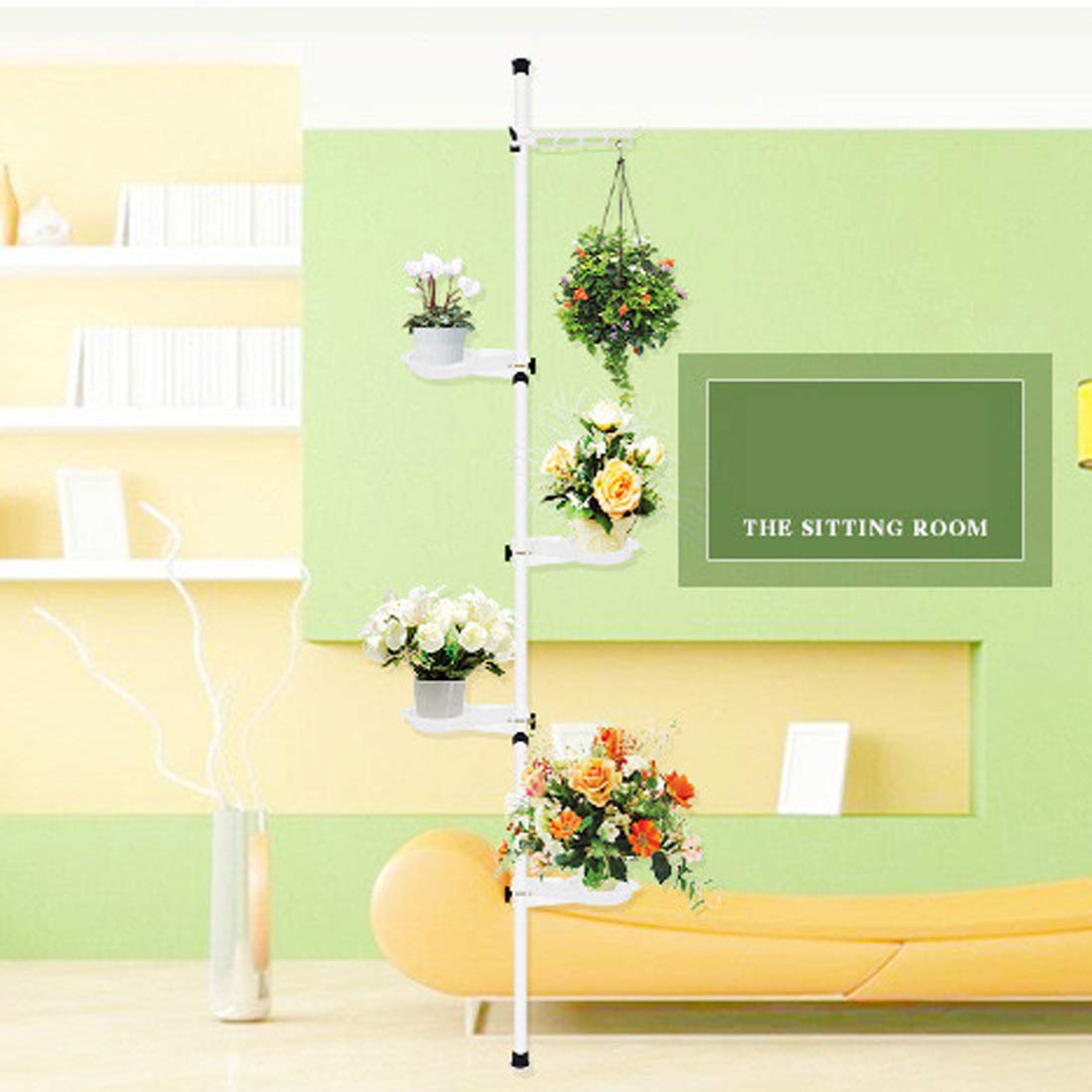 HagieNu 5Tier Indoor Plant Pole Spring Tension Rod Corner Flower