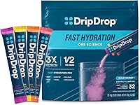DripDrop Bold Variety Pack Electrolyte Powder Sticks - Watermelon, Berry, Lemon, Orange - 3x Electrolytes, 1/2 Sugar, Vegan Gluten-Free - 32 Single-Serve
