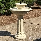 Smart Solar/Smart Solar 34251R01 Kensington Gardens Two-Tier Solar Fountain. Antique white stone resin