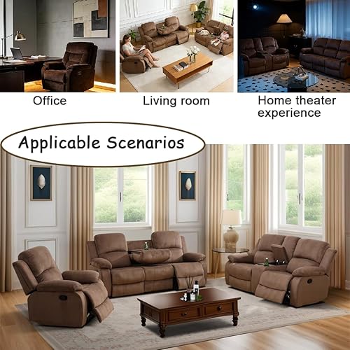 Miniatura 6 de Manual Recliner Sofa Set,Microfiber Reclining Couch Set,Modern Living Room Furniture Set,Reclining Sofa Couch Chair for Living Room Home