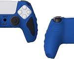 PlayVital Knight Edition bleu & Noir deux tons anti-dérapant silicone peau pour ps5 Contrôleur, boîtier en caoutchouc souple pour ps5 Contrôleur sans fil avec bouchons de poignée