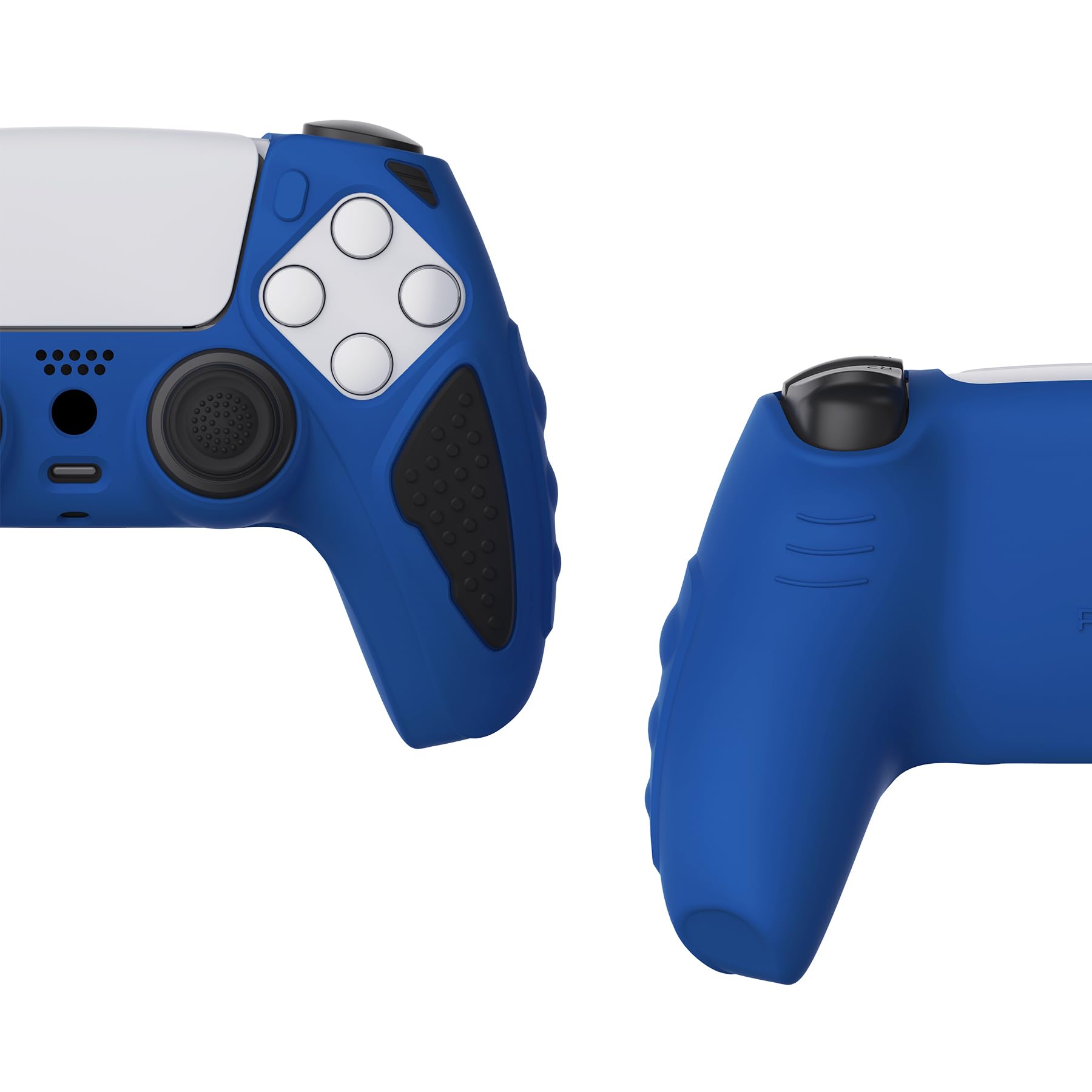 playvital Knight Edition Blue & Black Two Tone Anti-Slip Silicone Cover Skin for ps5 Controller, Soft Rubber Case for ps5 Wireless Controller with Thumb Grip Caps — view 6