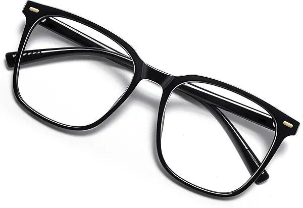 MACJERO Oversized Square Blue Light Blocking Glasses for Women Men, Anti-Fatigue Computer Monitor Gaming Glasses Reduce Eye Strain(Black)