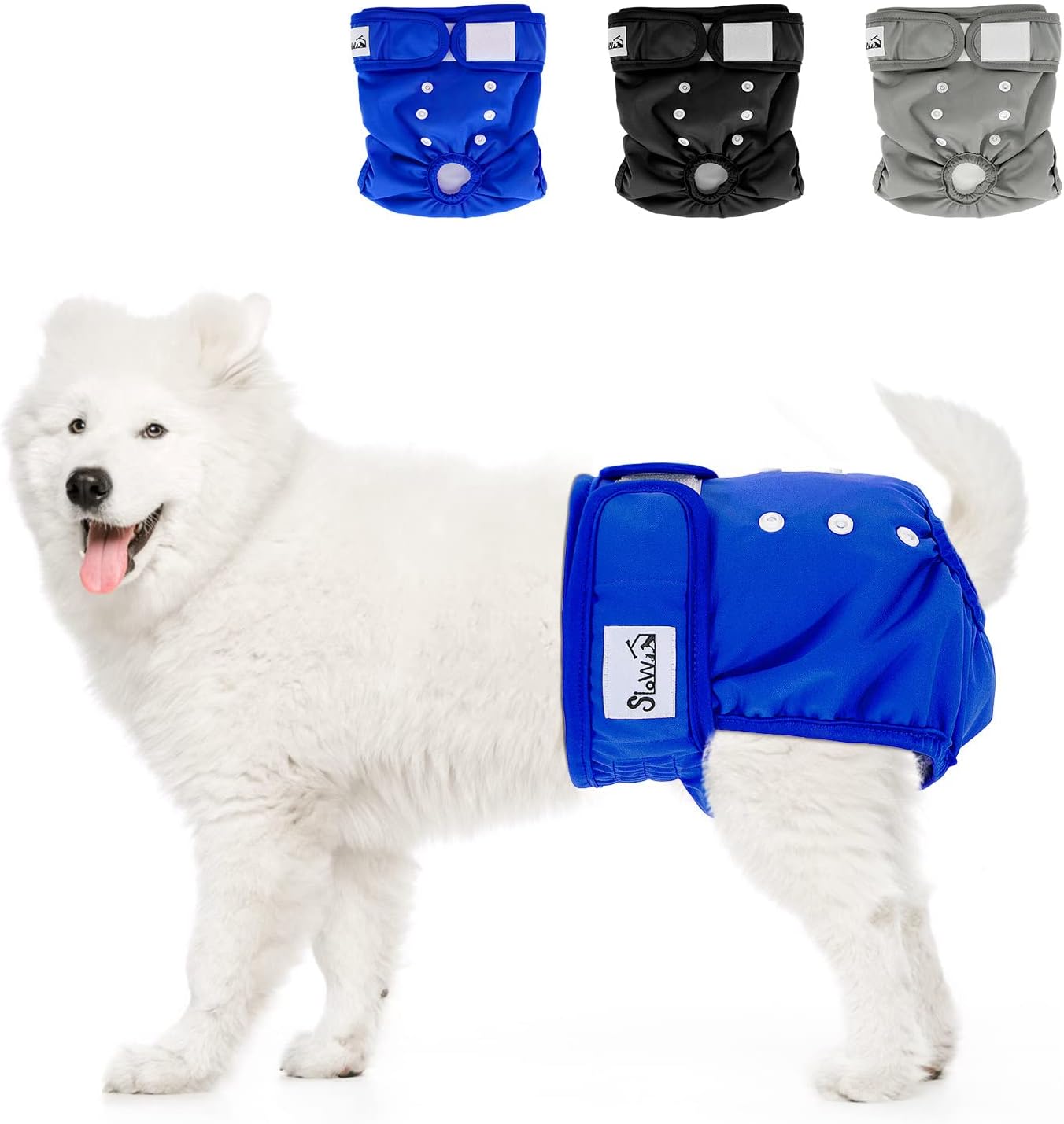 SlowTon Reusable Dog Nappies Female, 3 Pack No Leak Washable Dog Period