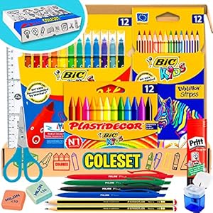 Coleset Pack Material Escolar Primaria Set Vuelta al Cole Kit Escolar Infantil Lote Materiales Escolares Kawaii Material Colegio Papeleria Bonito Utiles Escolares Barato Completo Sets Colores niños