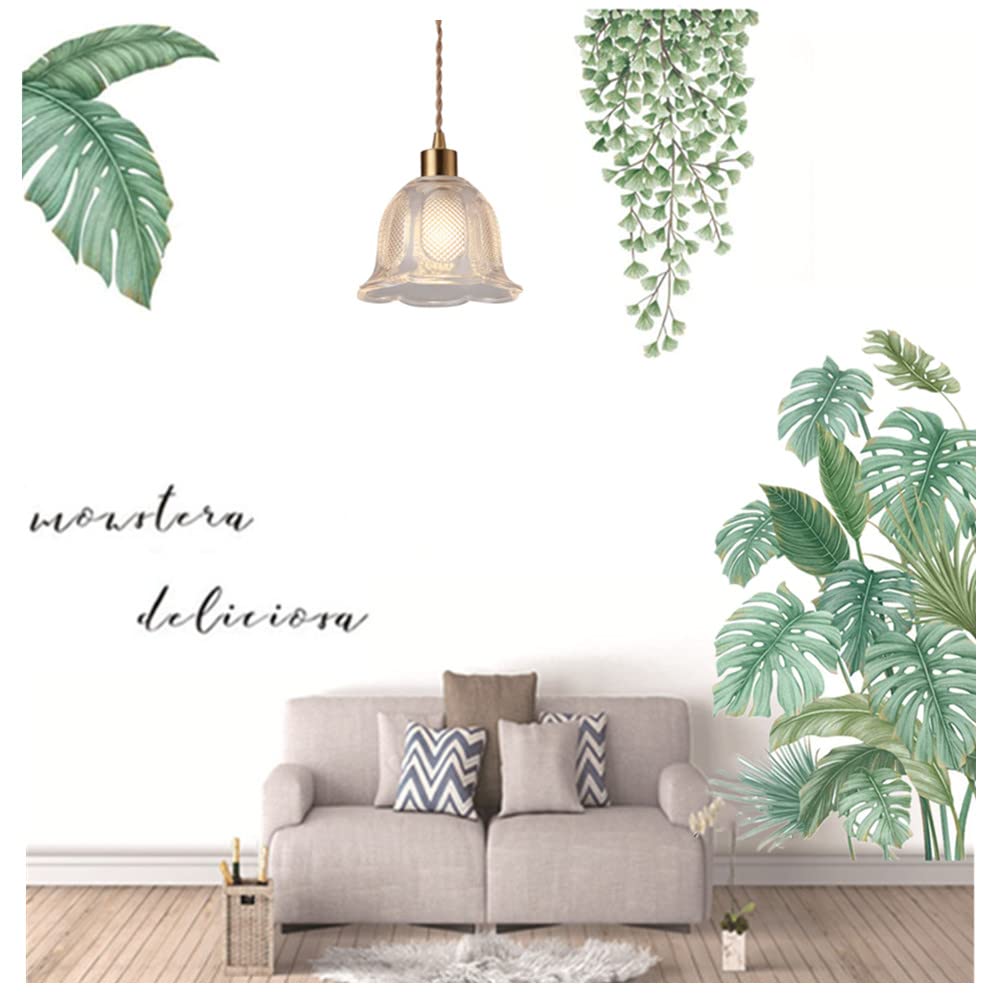 Tanlaby Green Vine Wall Decal Evergreen Ivy Leaves Wall Sticker Green Rattan Natural Plants Wall Decor DIY Vinyl Mural Art Sticker for Bedroom Living Room Sofa TV Backdrop Wall Decoration