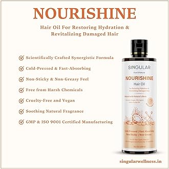 Singular Nourishine Hair Oil for Dry and Frizzy hair with Jojoba Oil for Low Porosity Hair for Men & Women - 200 ml