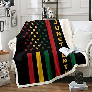 Juneteenth Decorations Fleece Blanket Stars and Stripes Blanket for Teens Boys,Vintage American Flag Throw Blanket Retro United States Flag USA National Flag Room Decor 50