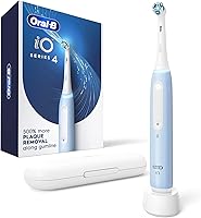 Oral-B iO Series 4 Electric Toothbrush: 500% More Plaque Removal, App Coaching, Pressure Sensor, 4 Modes - Icy Blue