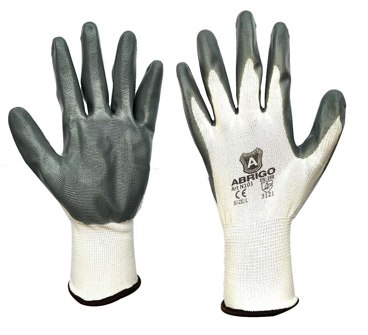 HOTARU Japan Series Nitrile Coated | Cut Resistant | Anti Cut Safety Gloves, Suitable for Industrial and Domestic Use (White with Grey Coating)
