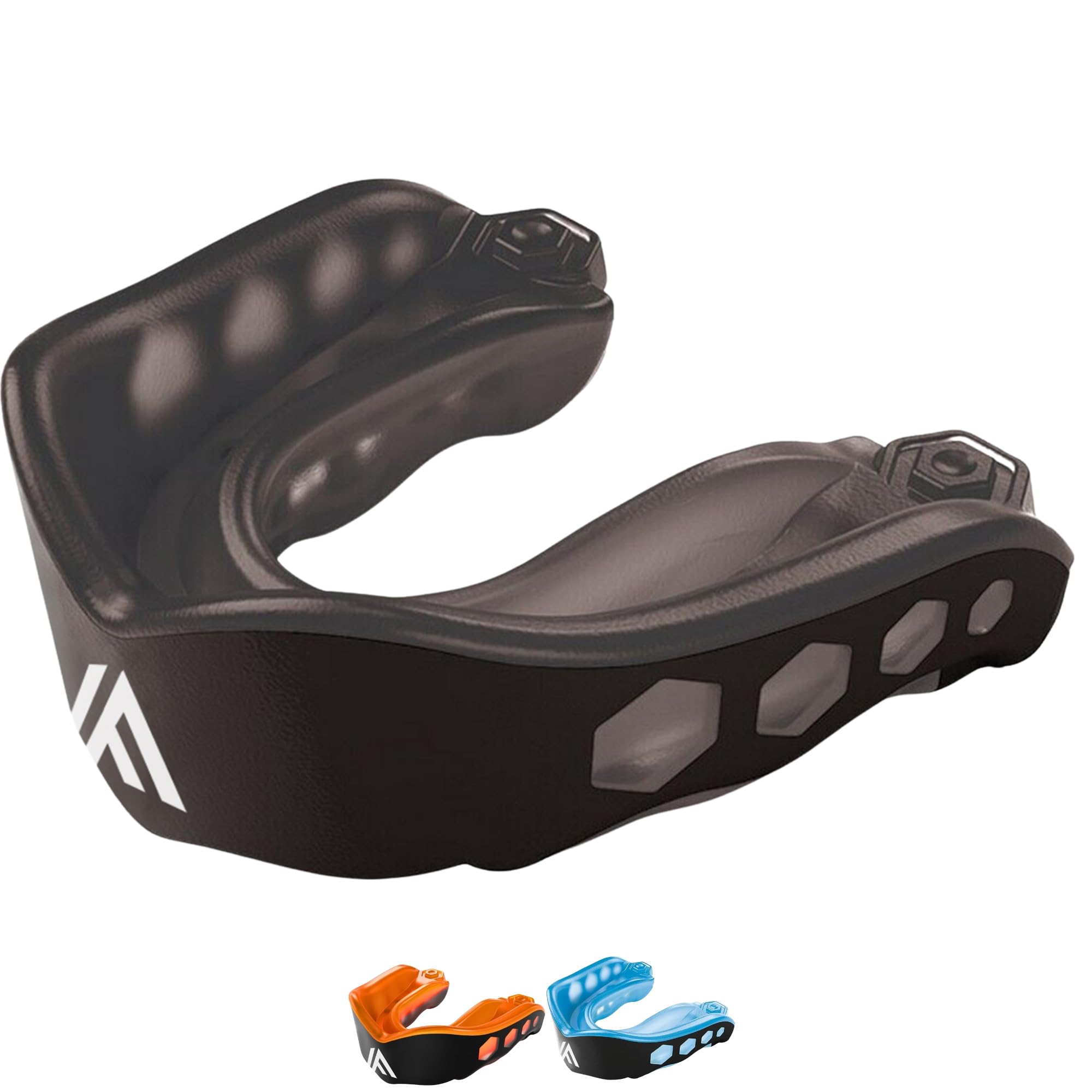 Protège Dent IRON FIGHTER Protège-Dents Adulte - Gel Ajustable Confortable - Boxe, MMA, Rugby, Hockey - Bleu & Noir Protège Dent Boxe