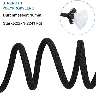 10mm Climbing Static Rope 40m High Strength with 2 Carabiners