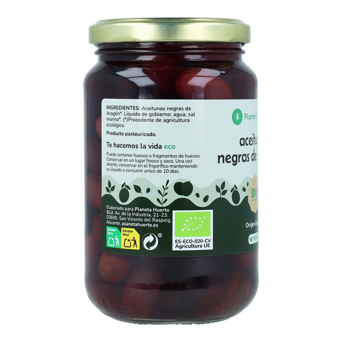 Aceituna Negra de Aragón Ecológica ECO 350g Escurrido - Aceituna Negra Orgánica con Orégano y Sal Marina