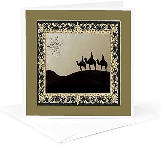 3dRose Greeting Card - Three Wise Men, Black and Gold - Design