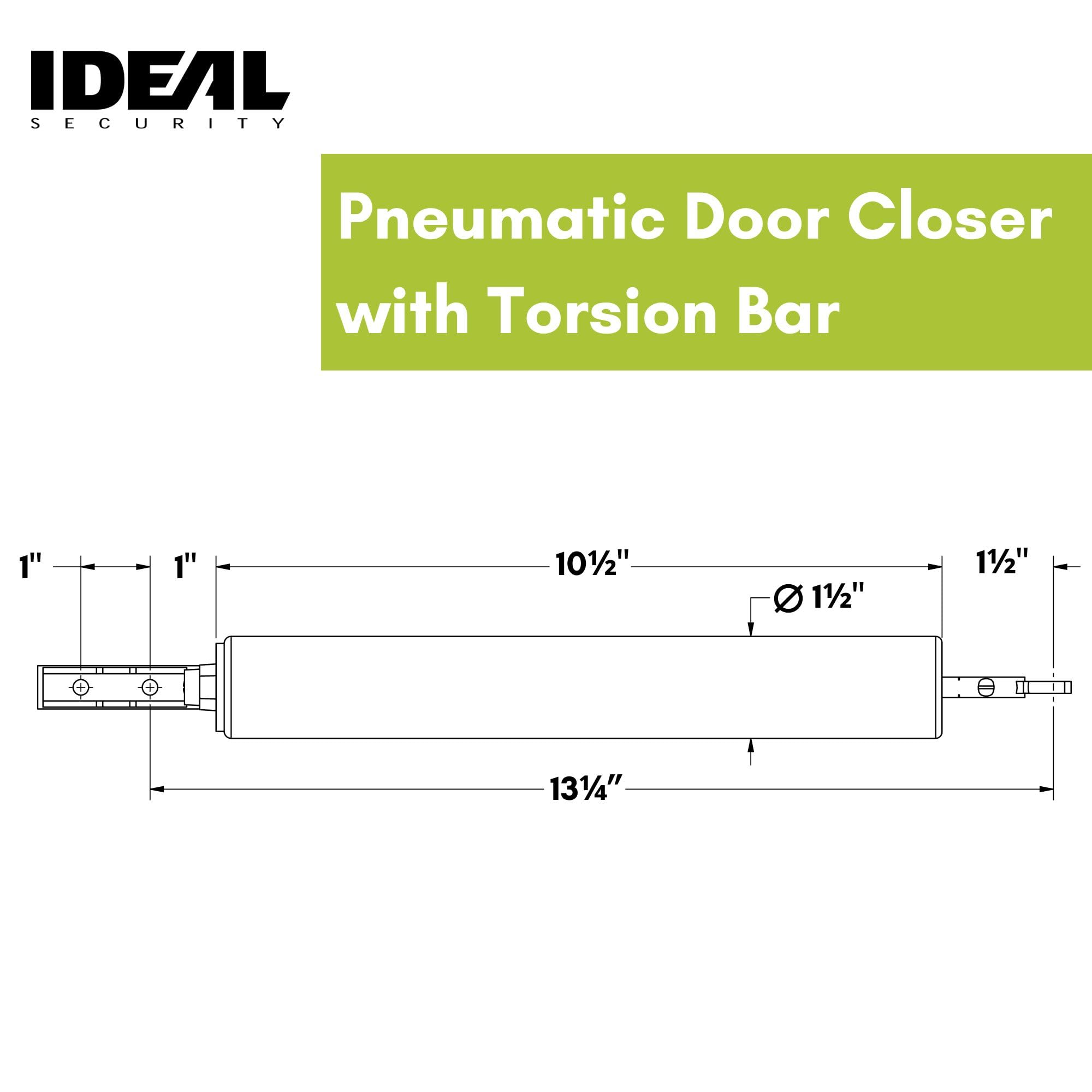 Ideal Security Cierrapuertas de pantalla pesada y tormenta con barra de torsión, negro mate, 13.25 pulgadas de largo x 1.5 pulgadas de ancho x 1.5 pulgadas de alto