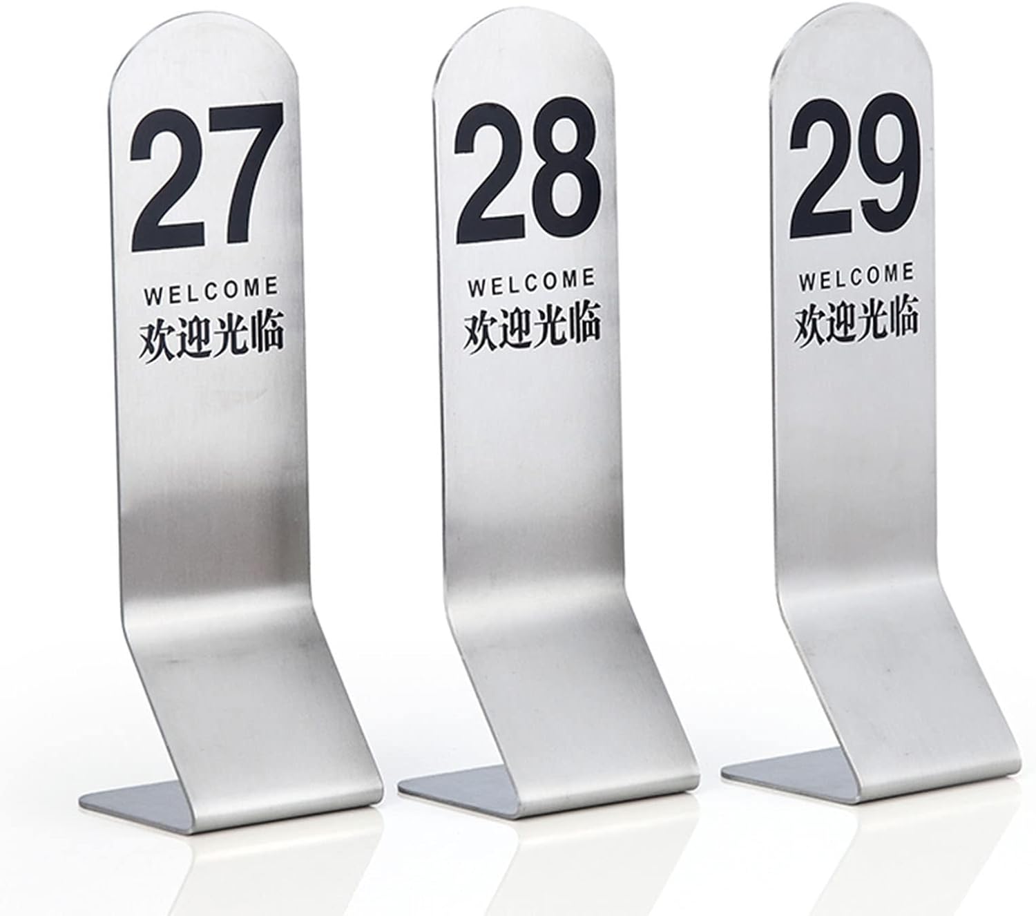 Stackable Numbers Cards, 120 Table Numbers, Stainless Steel table