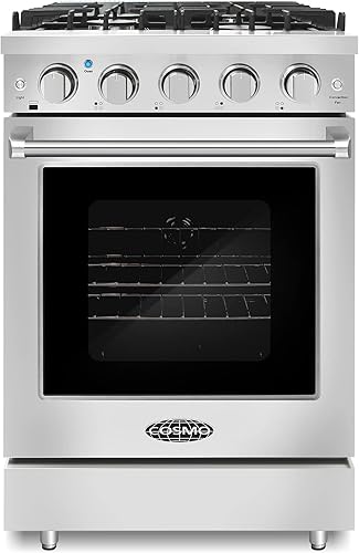COSMO COS-EPGR244 24 pulgadas Haven Collection 3.73 pies cúbicos Cocina de gas con 4 quemadores sellados, rejillas de hierro fundido, horno de