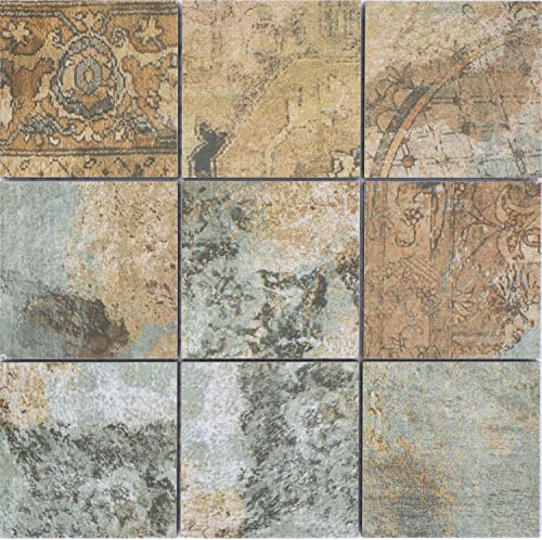 Mosaico de cerámica de gres porcelánico, beige, marrón, verde mate, para pared, suelo, cocina, baño, ducha, 1 alfombrilla