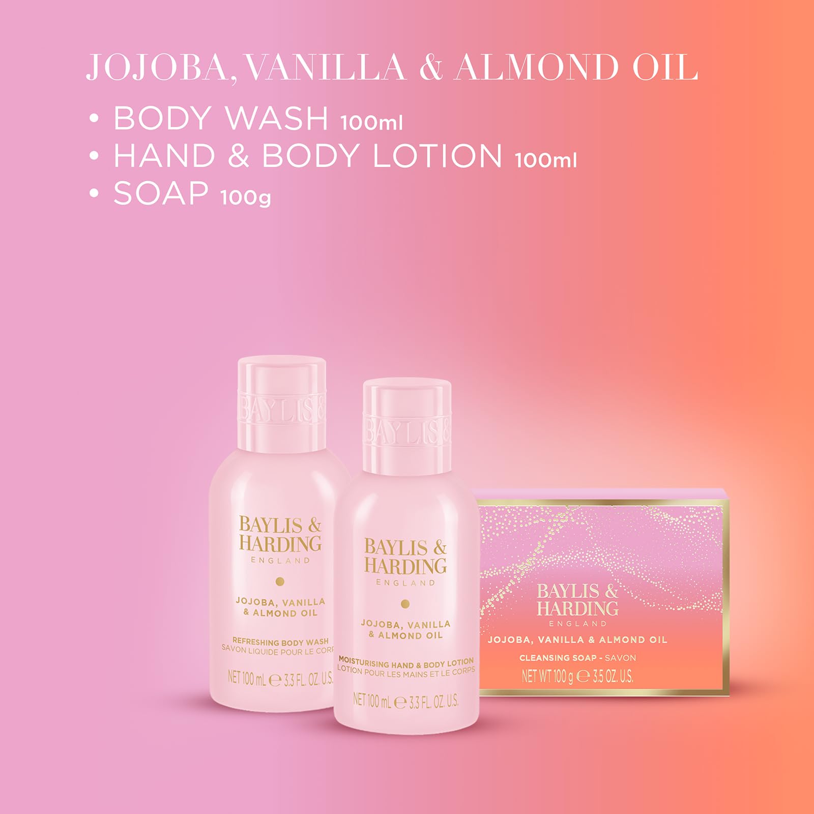 Baylis & Harding Jojoba, Vanilla & Almond Oil Make Me Sparkle Bathing Gift Set - Vegan Friendly, 440 g - Image 3