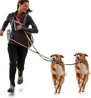 2Pcs Hands Free Hundeleine für große 240cm Seil Crossbody Hundeleine Reflektierend für Joggen und Laufen,Verdickte Freihandleinen,Nylon Doppelleine mit 2 Karabiner,Hundeleine (Farbe, 2 Stück)
