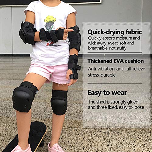 DONGKER 6PCS Knee Pad Elbow Pads, Adult/Child Skate & Skateboarding Wrist Guards Protective Gear Set with Adjustable Strap for Motorcycle, Skating, Biking, Skateboard