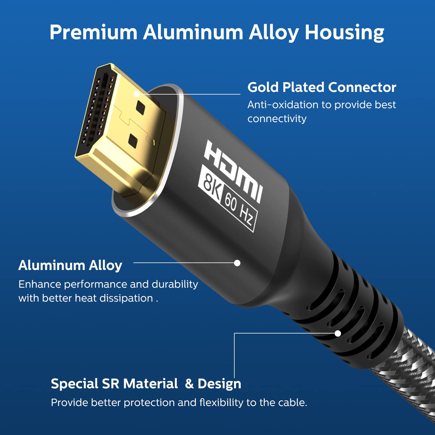P4 Immergiti nella brillantezza 8K! Cavo HDMI certificato 2.1 da 15 m - Ultra High Speed, intrecciato, 8K@60Hz, 4K@120Hz, eARC, HDR10+, Atmos - Perfetto per Apple TV, Roku, Netflix, PS5 e altro!..