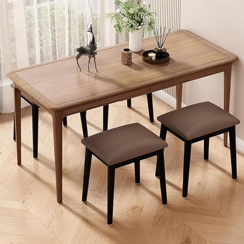 AZIEBAY 無垢材のスツール、リビングルームのスクエアスツール、軽量で高級な無垢材の椅子