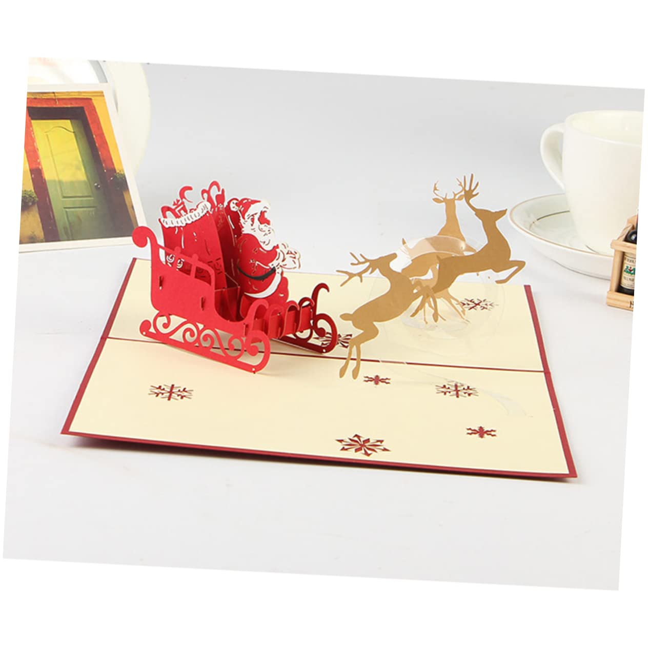 Lurrose 10 Stück 3D Grußkarten Weihnachtskarten Weihnachtsgrußkarten Weihnachtskarte Nachricht 3D Weihnachtskarten Pop Up Karten Weihnachtsbaumkarte Postkartenkarten Pop Up Grußkarten