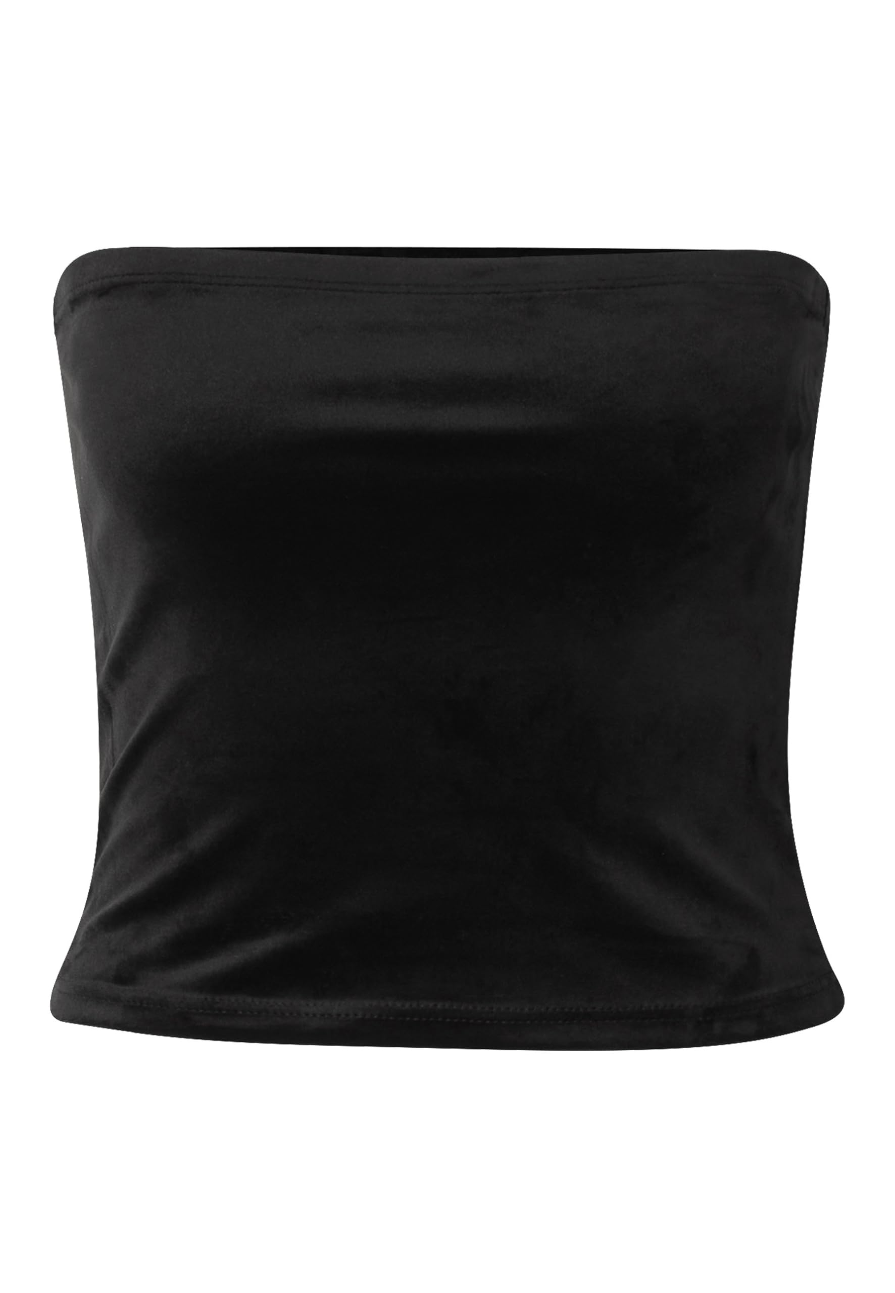 Urban Classics Women's Ladies Short Velvet Tube Top T-Shirt, Black, 3XL