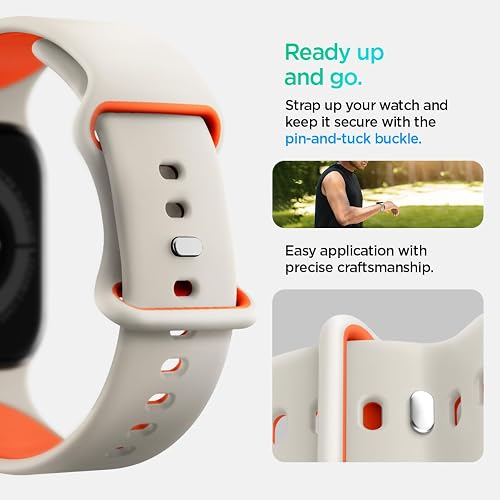 Spigen Nano Pop Armband Entwickelt für Apple Watch Ultra 3/2/1 49mm, Serie 11/10 46mm, Serie 9/8/7/SE 45mm,44mm Silikon - Orange Beige - 5