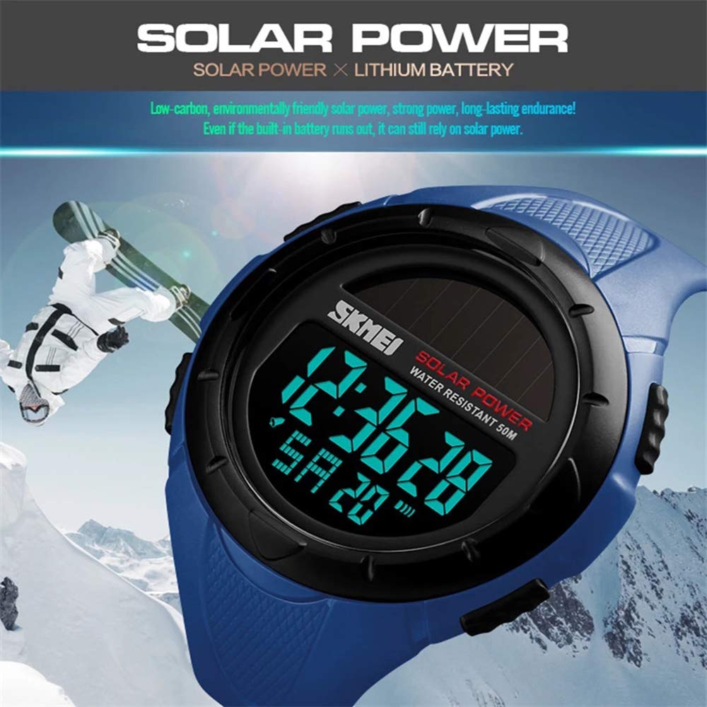 MASTOP Reloj deportivo digital militar para hombre, luz trasera LED, alarma, cronómetro, resistente al agua, 50 m, resistente al agua, para hombre