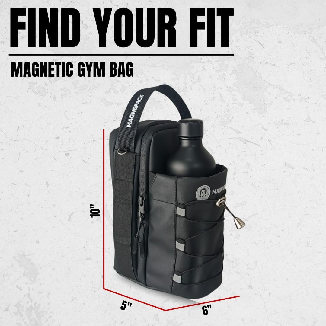 Magnepack Magnetic Gym Bag with Bottle Holder – Heavy-Duty Water Bottle Sling with Hook Strap, Multiple Pockets, Fits Most Racks - Image 2