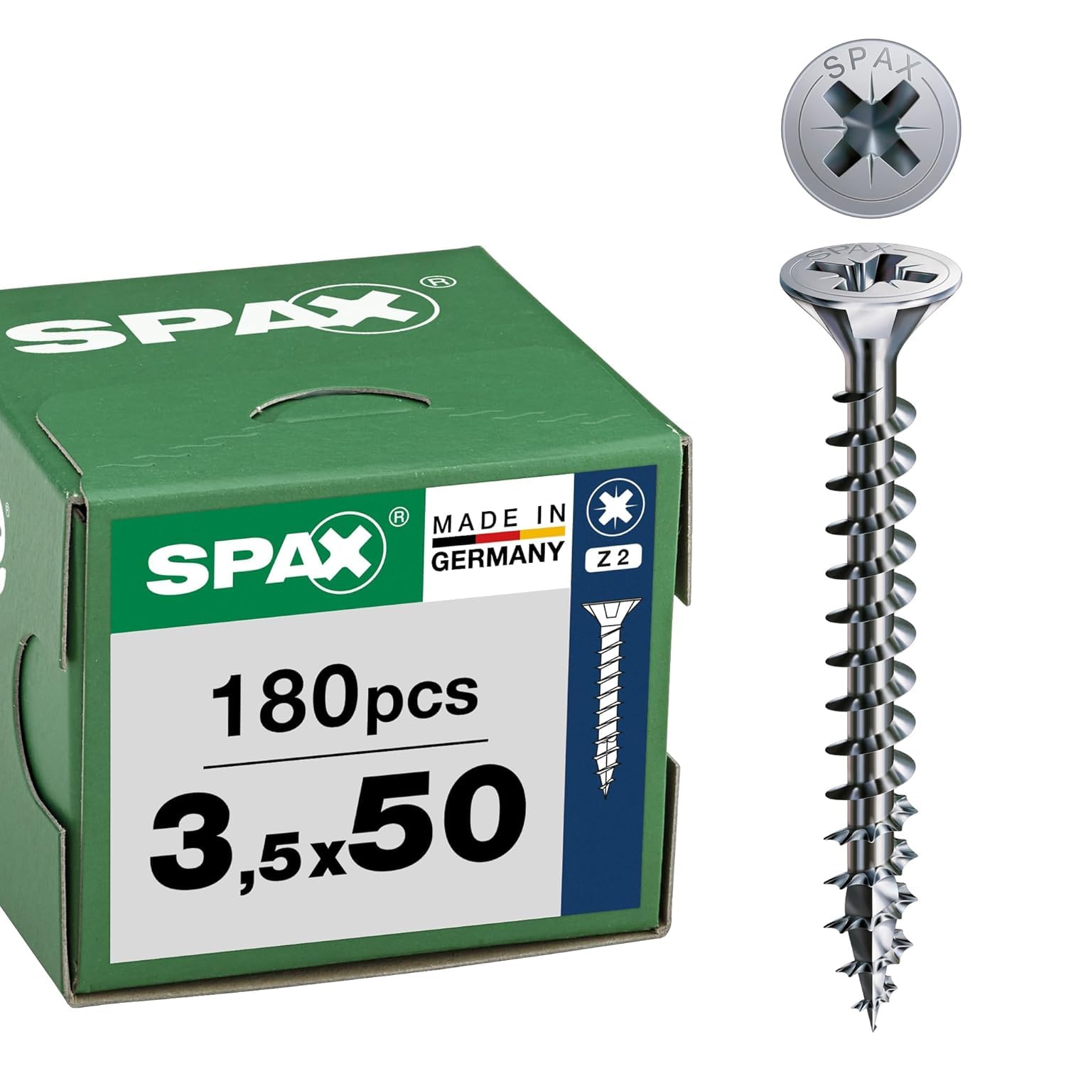 Wirox 8000000286940 Universal Screw, 3.5 x 50 mm, Pack of 180, Fully Threaded, Phillips Z2, 4CUT